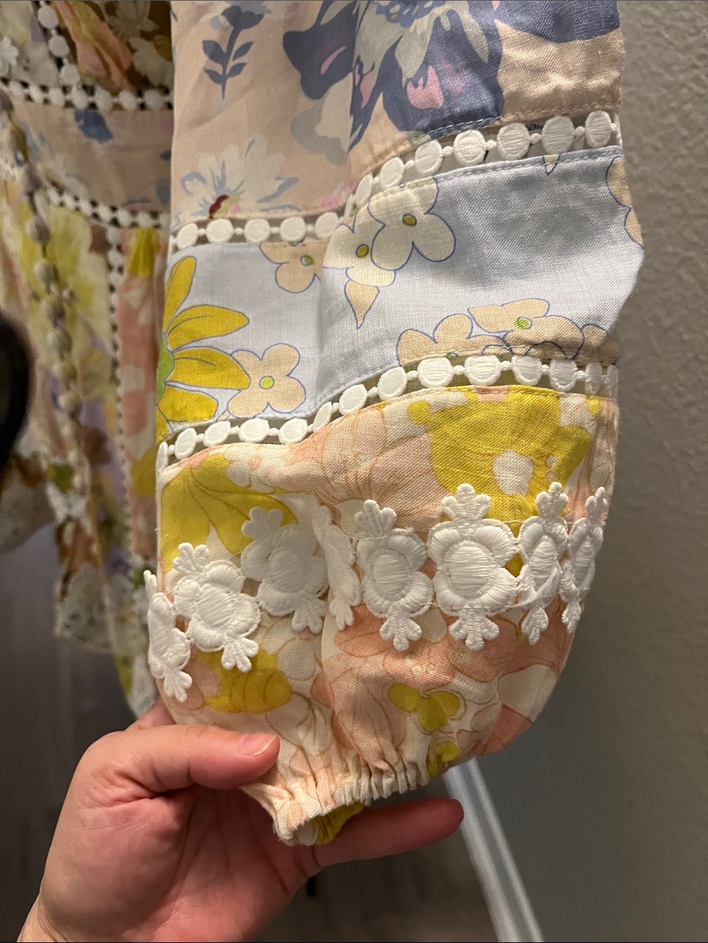 Zimmermann Pastel Floral Lace-Trim Mini Dress - Picture 6 of 12